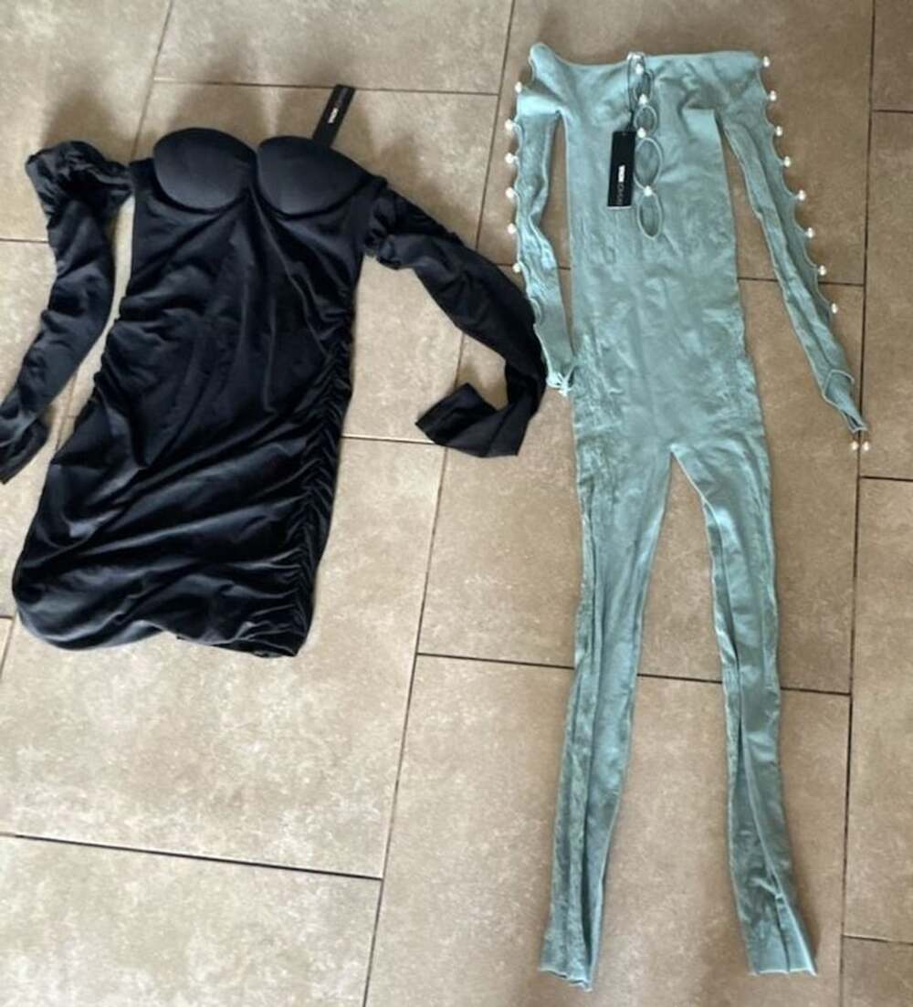 Fashion Nova Sierra Seamless Jumpsuit in Sage plus size and black dress xL